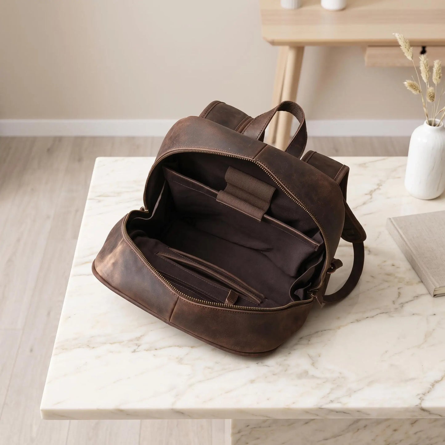 Full-Grain Leather Backpack | 14-Inch Laptop & Travel Daypack