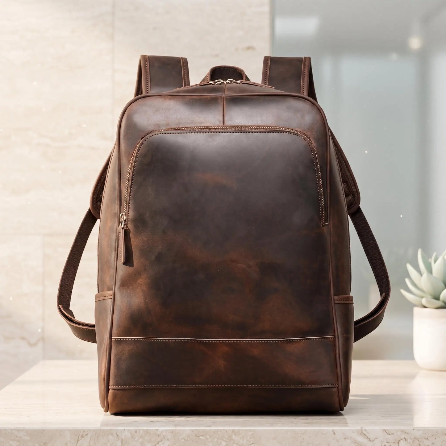 Full-Grain Leather Backpack | 14-Inch Laptop & Travel Daypack