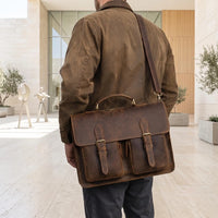 Handcrafted Top Grain Leather Briefcase | 14" Laptop Messenger Bag
