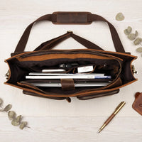 Handcrafted Top Grain Leather Briefcase | 14" Laptop Messenger Bag