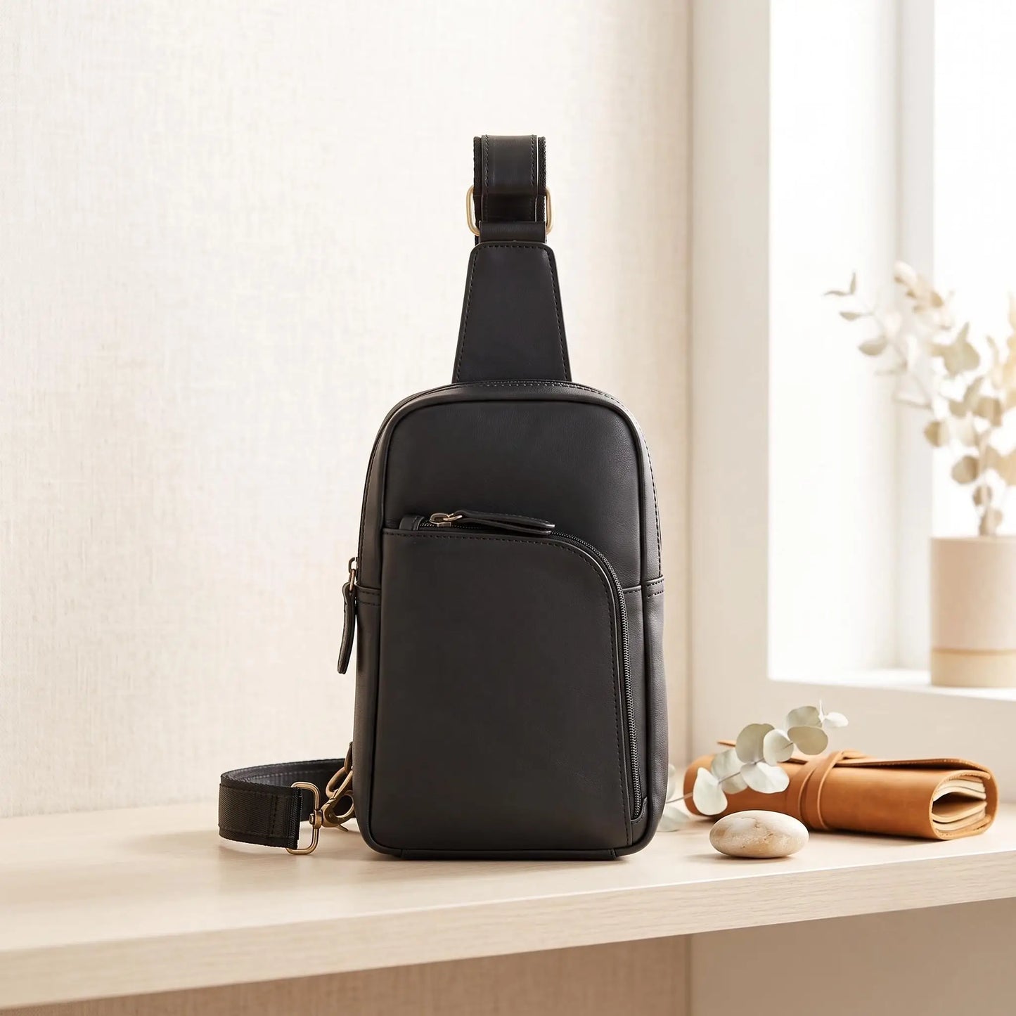 Vintage Full Grain Leather Sling Bag | Handcrafted Crossbody Backpack