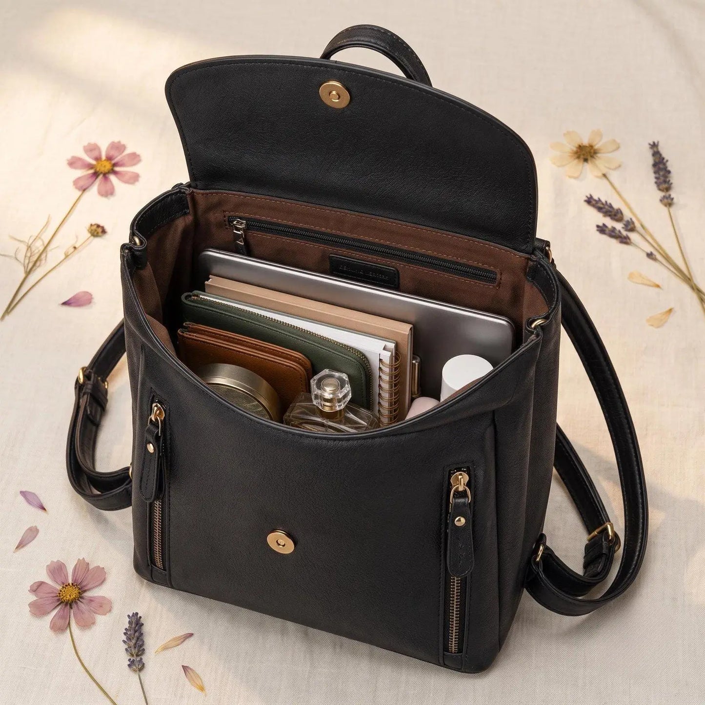 Handcrafted Full-Grain Leather Backpack for Women | Minimalist Everyday Rucksack