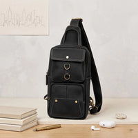 Handcrafted Leather Sling Bag – Vintage Crossbody Backpack for Men