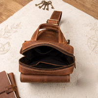 Handcrafted Leather Sling Bag – Vintage Crossbody Backpack for Men