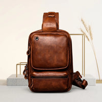 Handmade Full Grain Leather Sling Bag – Crossbody Chest Daypack for Men