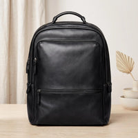 Full Grain Leather Backpack – Classic Black