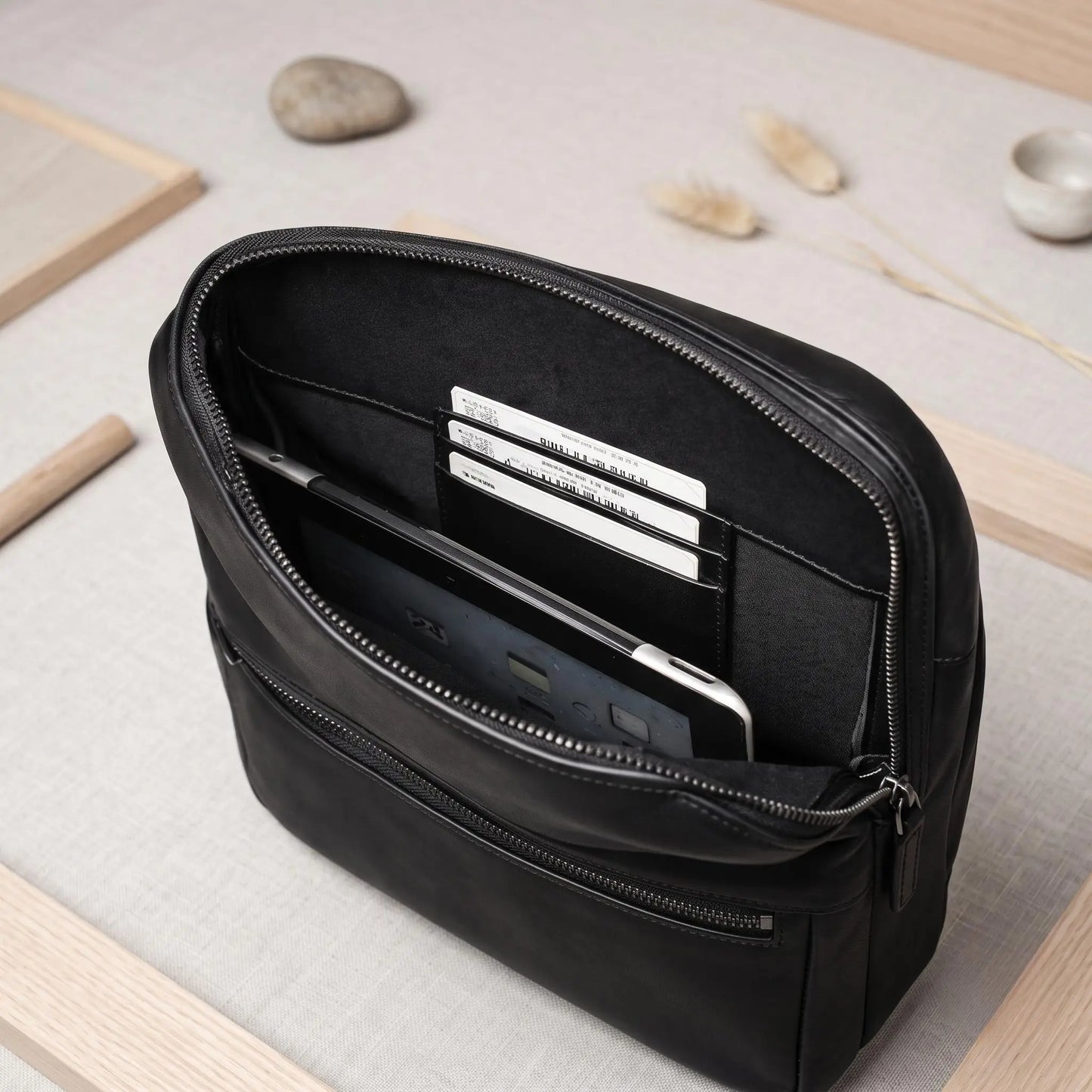 Full Grain Leather Backpack – Classic Black