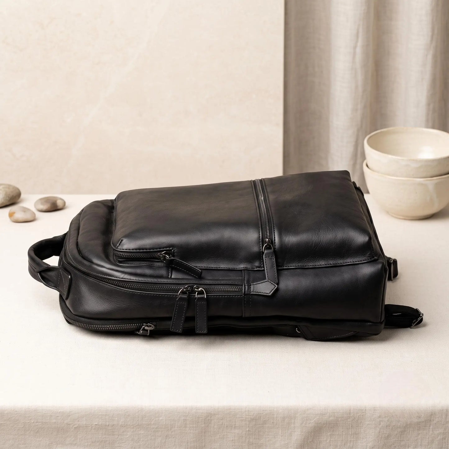 Full Grain Leather Backpack – Classic Black