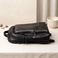 Full Grain Leather Backpack – Classic Black