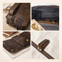 Vintage Full Grain Leather Backpack | Handmade Travel & Business Rucksack