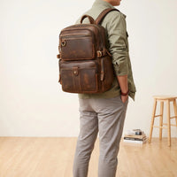 Vintage Leather Backpack – Handmade Crazy Horse Leather Travel & Work Bag