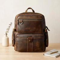 Vintage Leather Backpack – Handmade Crazy Horse Leather Travel & Work Bag