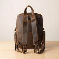 Vintage Leather Backpack – Handmade Crazy Horse Leather Travel & Work Bag