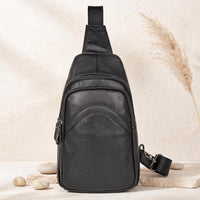 Vintage Full Grain Leather Sling Bag for Men – Everyday Crossbody Chest Pack