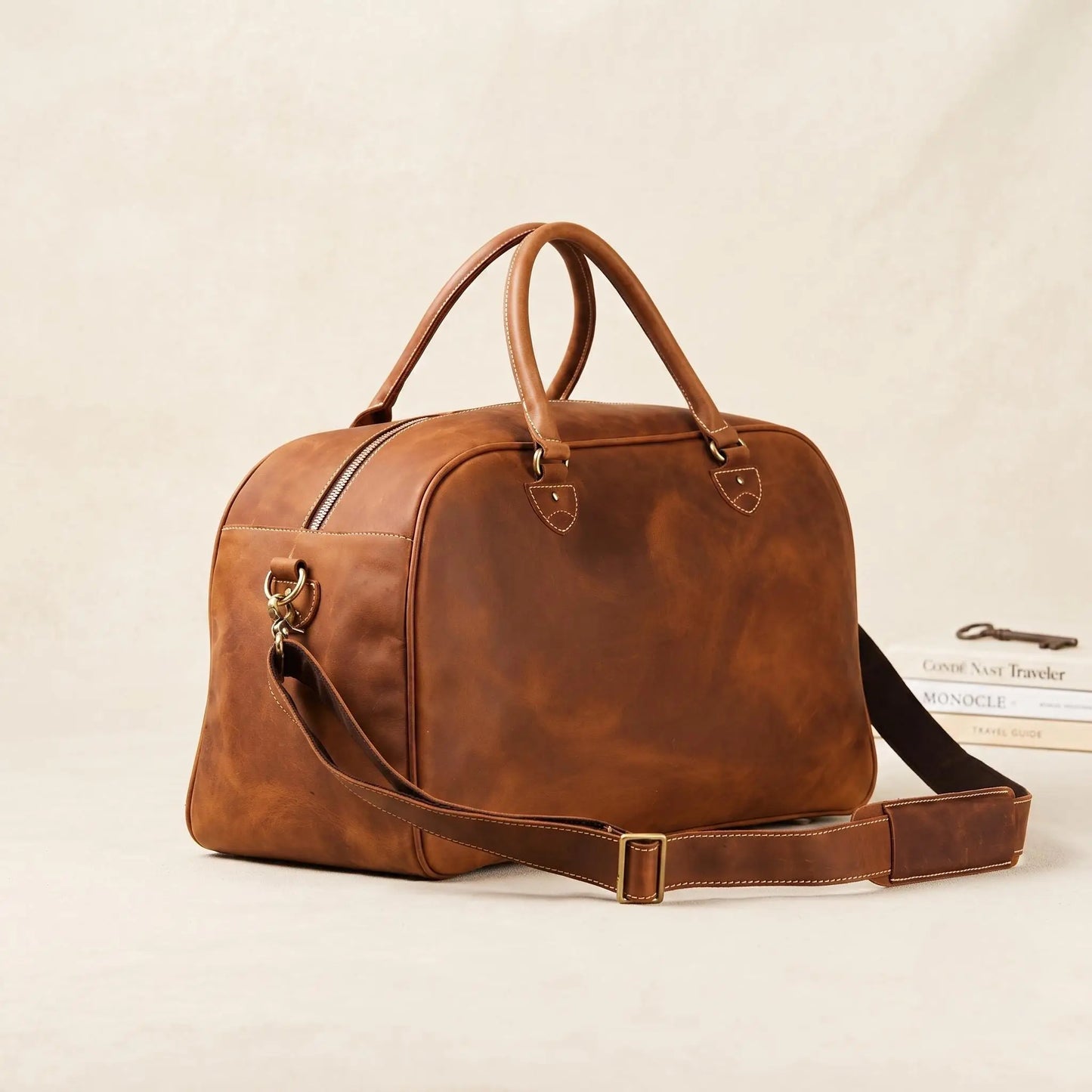 High-End Genuine Leather Duffle Bag & Travel Weekender