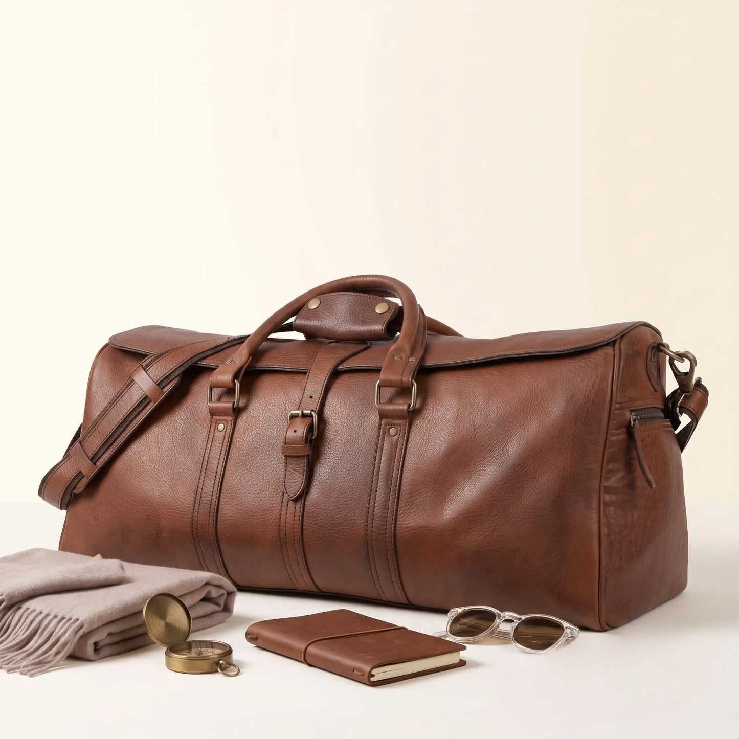 The Ultimate Companion for the Road  Rugged Leather Duffle Bag