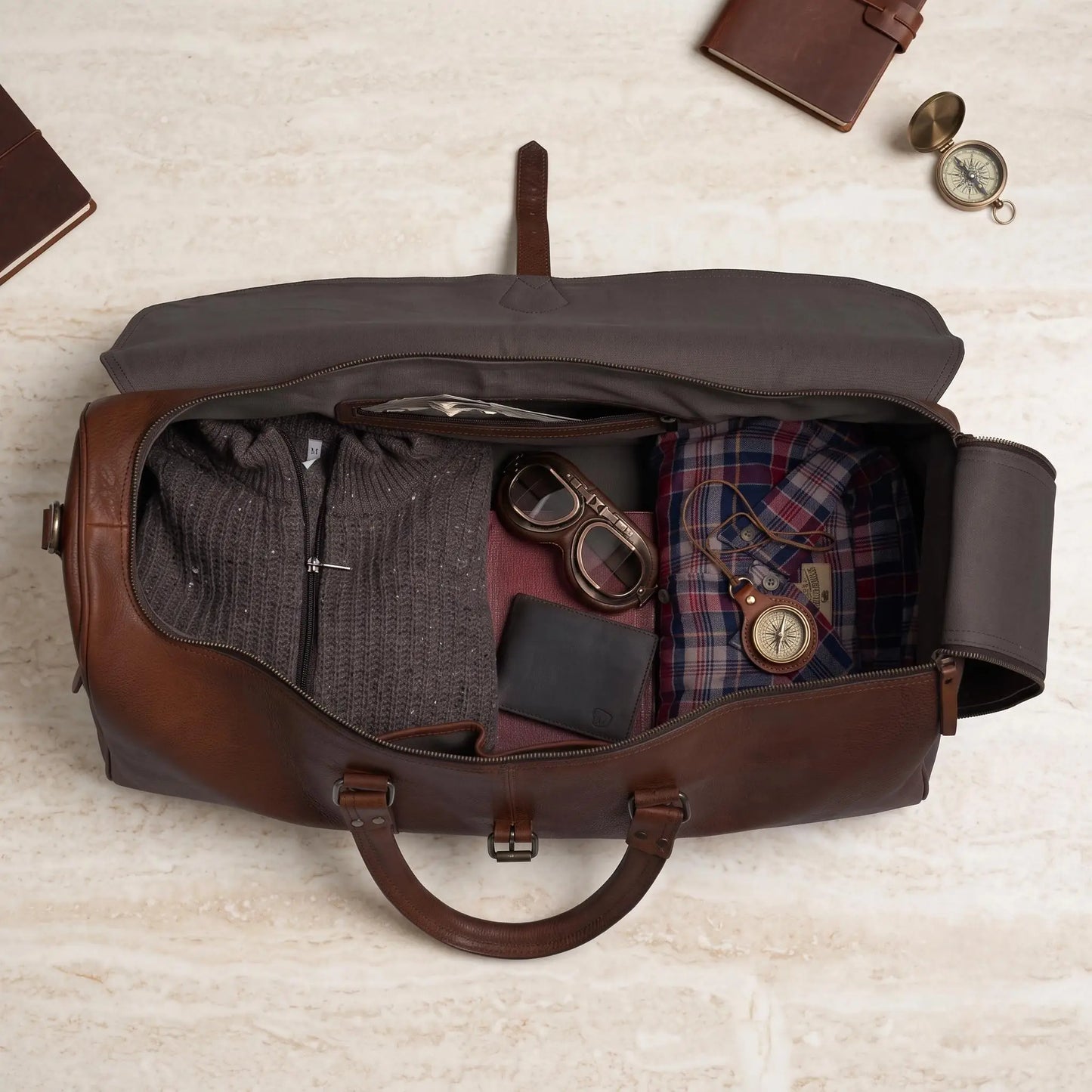The Ultimate Companion for the Road  Rugged Leather Duffle Bag