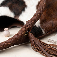 Natural Brown & White Hair-On Cowhide Leather Hobo Bag