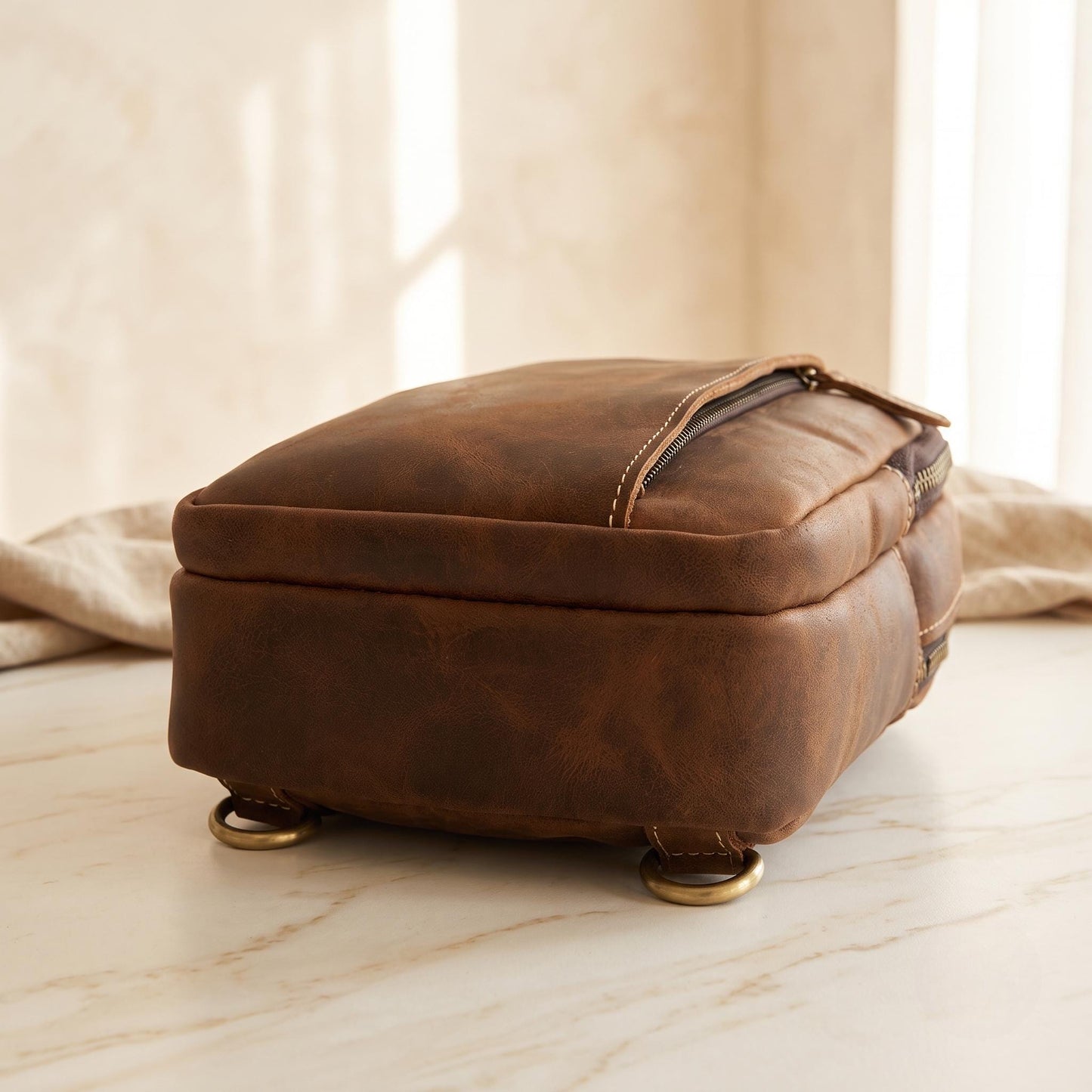 Handcrafted Genuine Leather Sling Bag – Vintage EDC Crossbody Pack