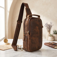 Handcrafted Genuine Leather Sling Bag – Vintage EDC Crossbody Pack