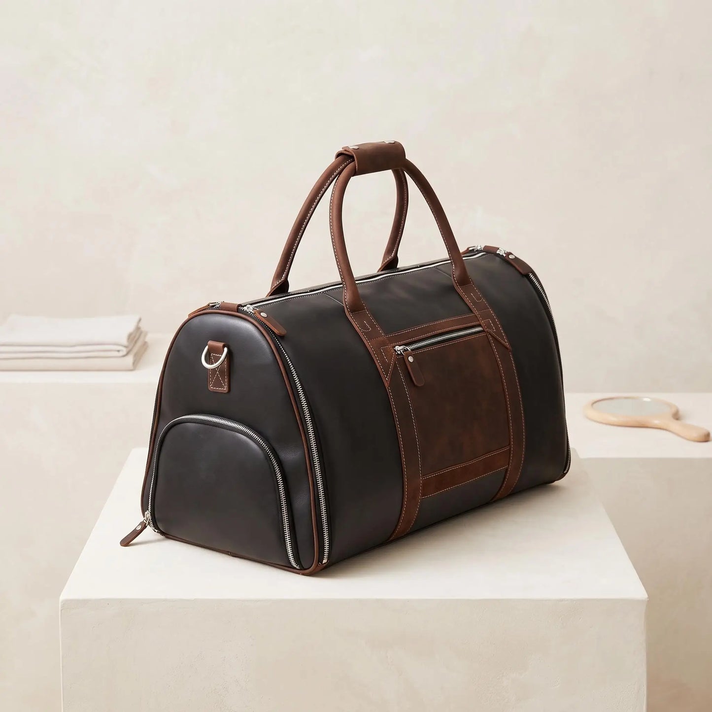 Luxury Leather Duffle Bag | Cowhide Travel & Weekender Bag