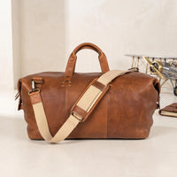Walker Full-Grain Leather Duffle Bag – Rustic Tan Travel Weekender