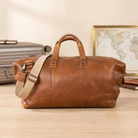 Walker Full-Grain Leather Duffle Bag – Rustic Tan Travel Weekender
