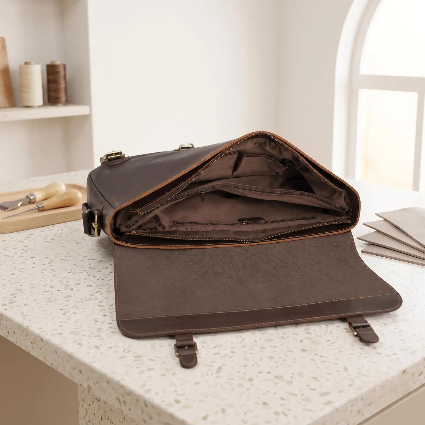 Handcrafted Leather Messenger Bag | The Classic Vintage Briefcase