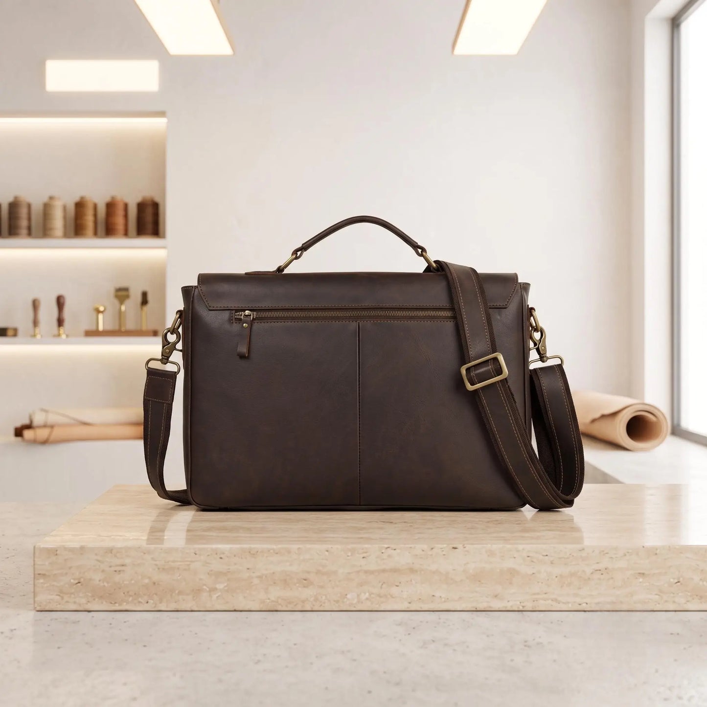 Handcrafted Leather Messenger Bag | The Classic Vintage Briefcase