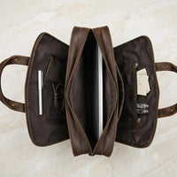 Genuine Crazy Horse Leather Briefcase | Vintage Messenger Bag