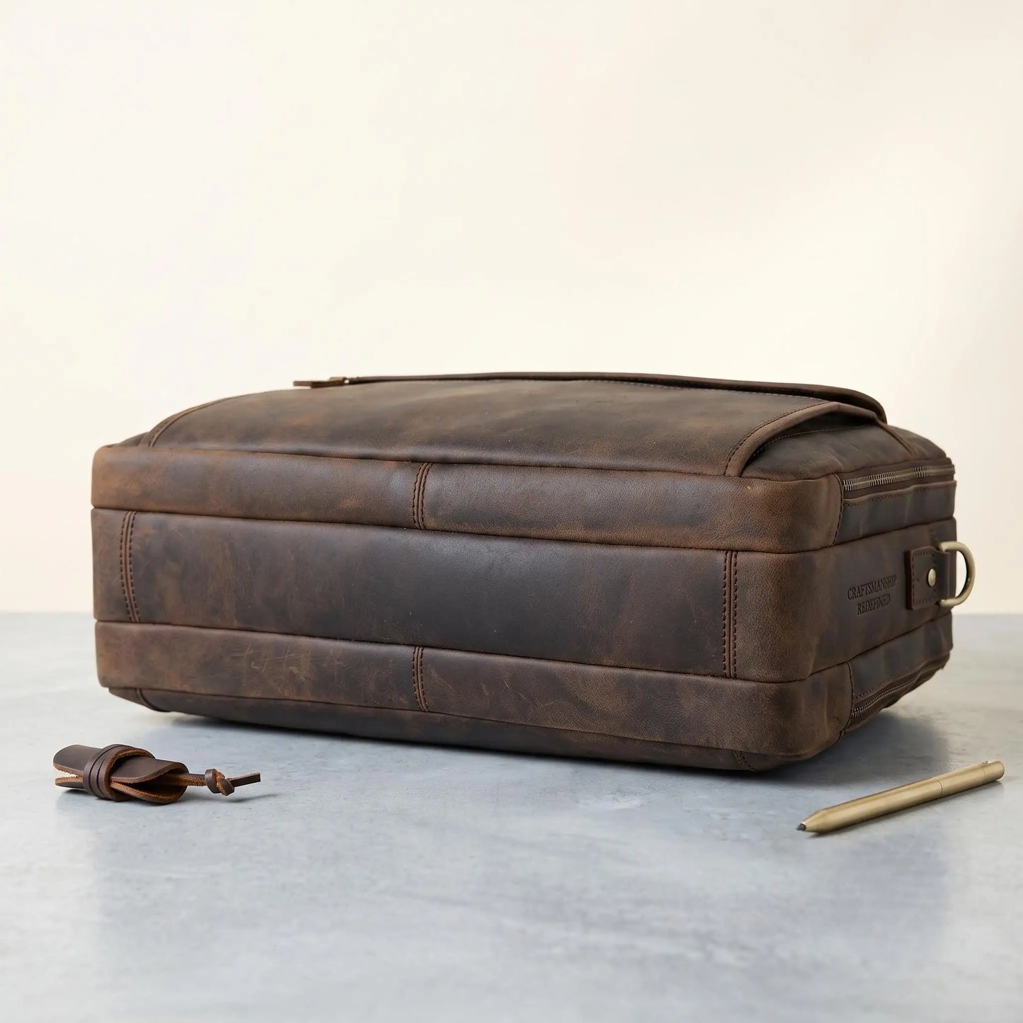 Genuine Crazy Horse Leather Briefcase | Vintage Messenger Bag