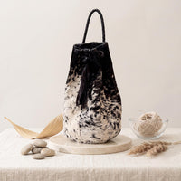 Natural Black & Cream Speckled Hair-On Cowhide Drawstring Bucket Bag
