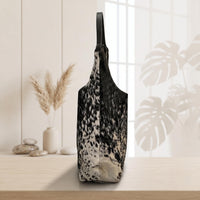 Natural Black & Cream Speckled Hair-On Cowhide Leather Hobo Bag