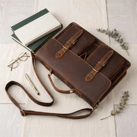 Handcrafted Top Grain Leather Briefcase | 14" Laptop Messenger Bag