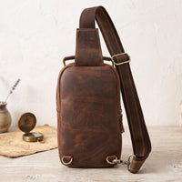 Handcrafted Genuine Leather Sling Bag – Vintage EDC Crossbody Pack
