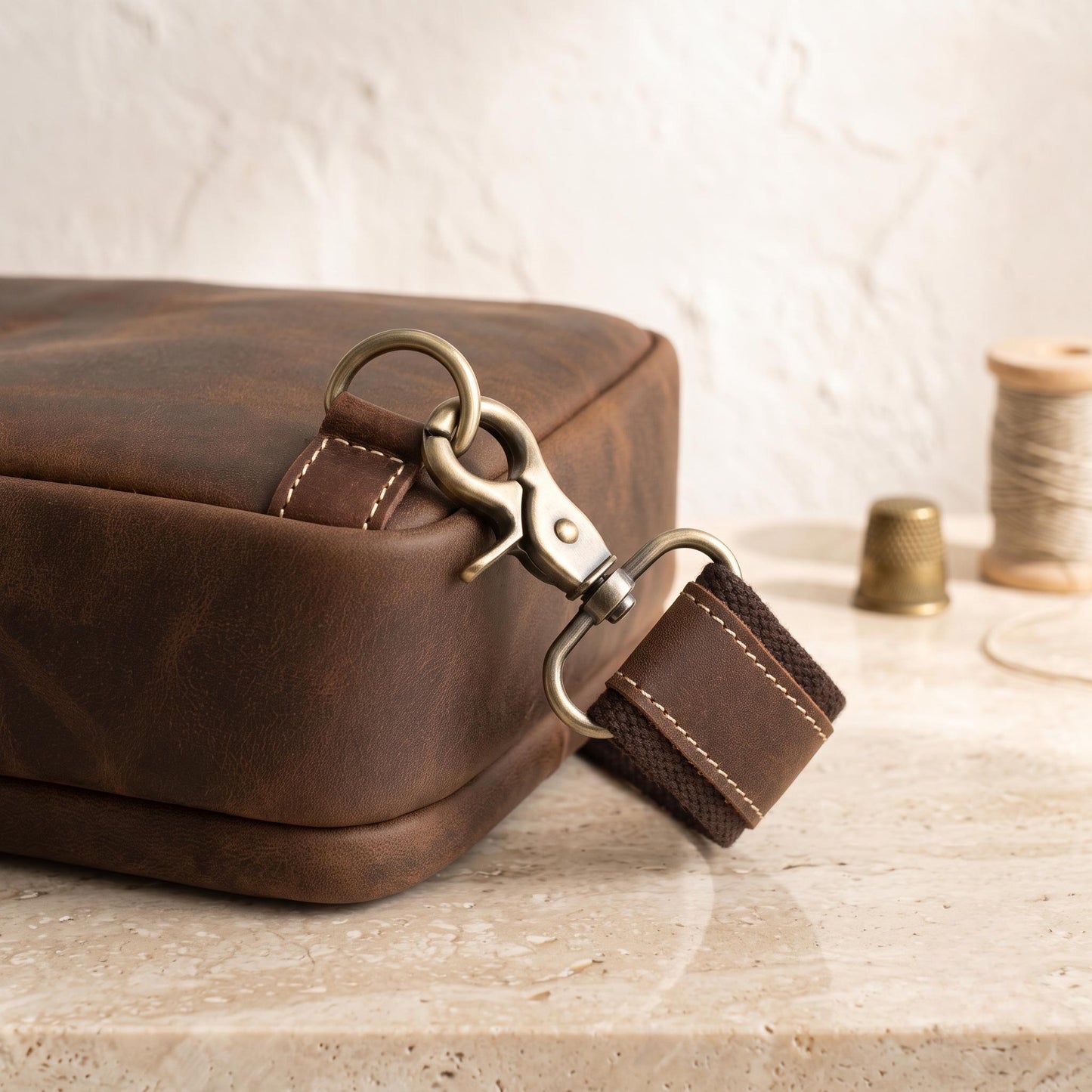 Handcrafted Genuine Leather Sling Bag – Vintage EDC Crossbody Pack