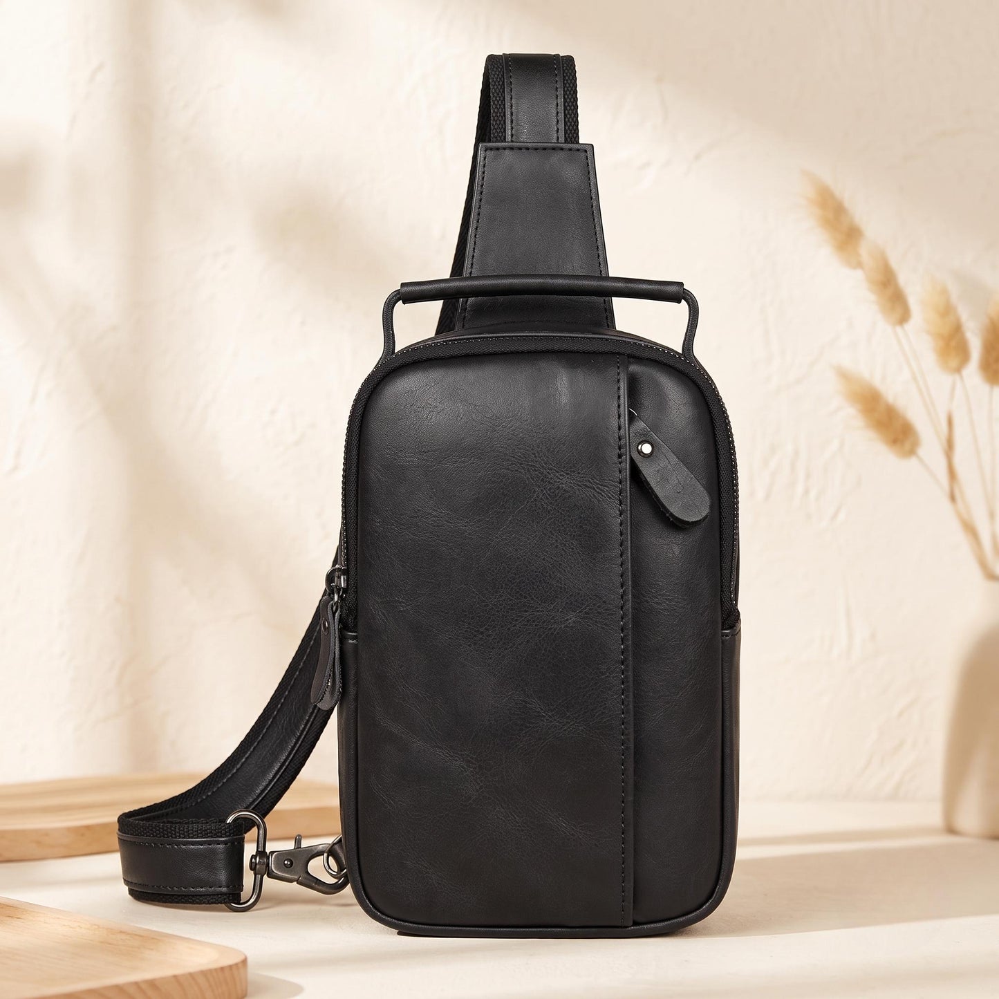 Handcrafted Genuine Leather Sling Bag – Vintage EDC Crossbody Pack