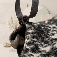 Natural Black & Cream Speckled Hair-On Cowhide Leather Hobo Bag
