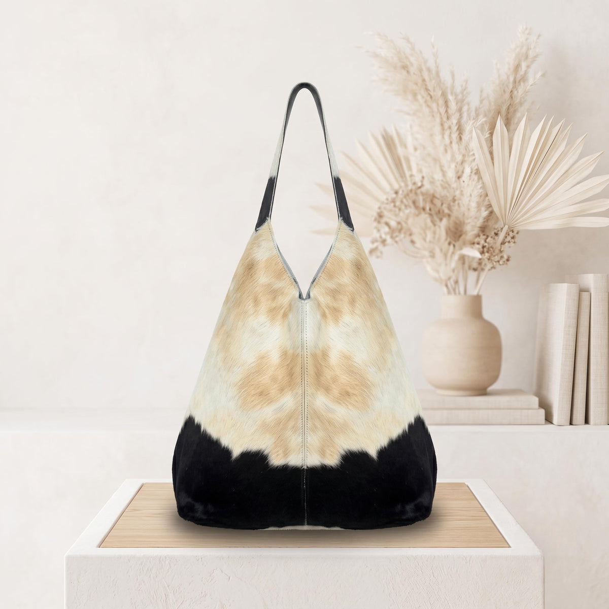 Natural Hair-On Cowhide Leather Tote Bag | Handmade Western Bohemian Shoulder Bag