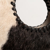 Natural Dark Brown & White Hair-On Cowhide Leather Handbag | Handmade Western Tote Bag