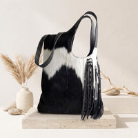 Natural Black & White Hair-On Cowhide Leather Bag