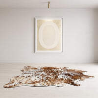 Natural Speckled Tan Brown & White Cowhide Rug