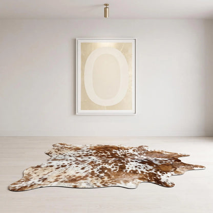 Natural Speckled Tan Brown & White Cowhide Rug