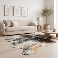 Natural Dark Speckled Black & Brown Cowhide Rug – Handmade Hair-On Area Rug