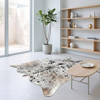 Natural Grey Speckled Cowhide Rug – Handmade Hair-On Cow Skin Area Rug