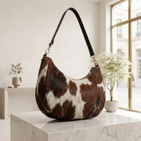 Natural Brown & White Hair-On Cowhide Leather Bag