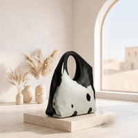 Natural White & Black Spotted Hair-On Cowhide Leather Bag