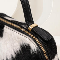 Natural Black & White Hair-On Cowhide Leather Handbag