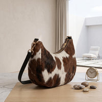 Natural Brown & White Hair-On Cowhide Leather Bag