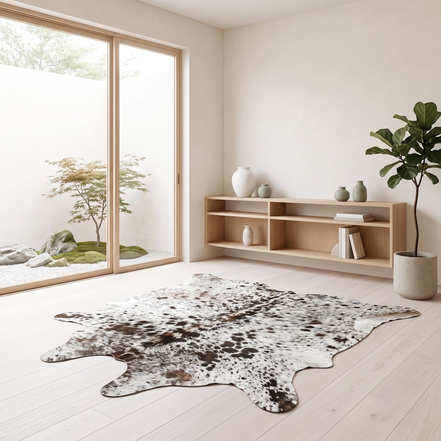 Natural Grey Speckled Cowhide Rug – Handmade Hair-On Cow Skin Area Rug